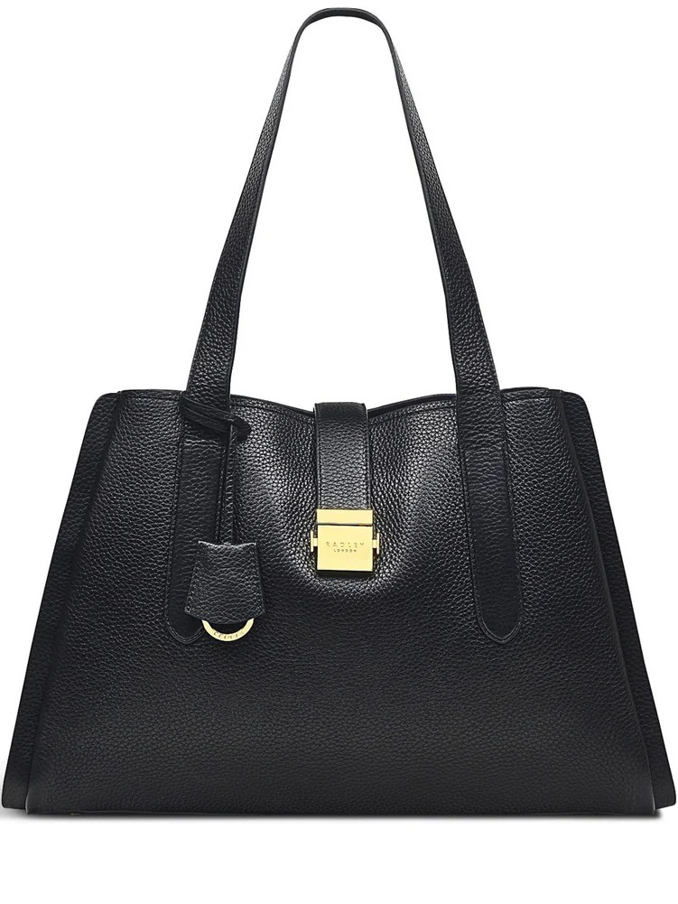 Radley London Sloane Street Leather Large Zip Top Shoulder Bag Gold Black Purse